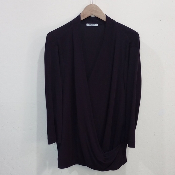 M. M. LaFleur Deneuve Faux Wrap Blouse Purple Blackberry Merlot, Size +1 / 1X - Picture 8 of 14